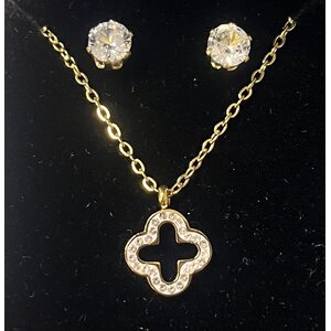 Kaulakoru kullanvärinen riipus and Earrings set