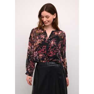 Cream Musta kukallinen sifonkipaita