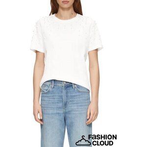 S. Oliver naisten valkoinen helmillä somistettu t-paita