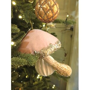 Shishi light pink velvet mushroom ornament