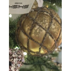 Shishi glass ball with golden stipes, 8 cm