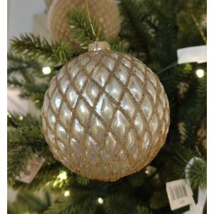 Shishi glass ball with golden stripes, 10 cm