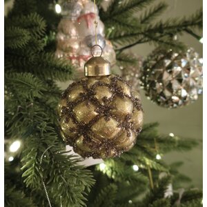 Shishi glass ball with golden stipes, 8 cm