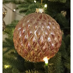 Shishi pink/gold glass ornament, 12 cm