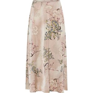 Soulmate pitkä vaaleanpunainen kukallinen puolihame