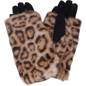 Finger gloves leopardikuosisella keinoturkissomisteella