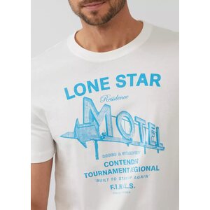 S. Oliver 男性用 白 t-paita turkoosilla printillä