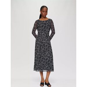 S. Oliver Mustvalge pitkähihainen midimekko kukkakuosilla