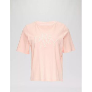 S. Oliver naiste vaaleanpunainen t-paita helmikirjaillulla Dreamy tekstillä