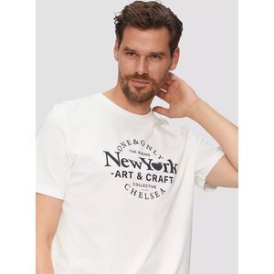 S. Oliver 男性用 白 t-paita tummansinisellä New York printillä