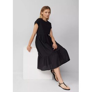 S. Oliver musta midipituinen hihaton puuvillamekko