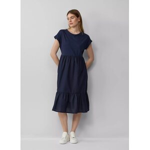 S. Oliver tummansininen midipituinen hihaton puuvillamekko