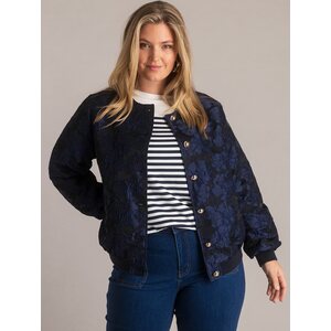 Yest naisten Tummansininen brokadi bomber takki Joska