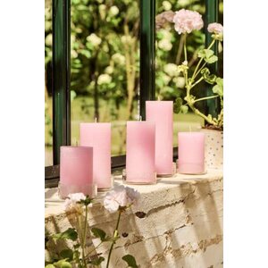 Ib Laursen roosanvärinen rustiikki kynttilä, 7 * 14 cm