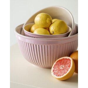 Ib Laursen roosanvärinen keraaminen kulho, kolmen set