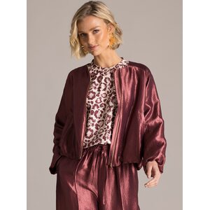 Yest naisten kiiltävä luumunvärinen bomber satiinitakki Kassia