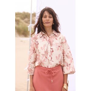 Yest kevyt naisten luonnonvalkoinen punaruskea kuvioinen paita/jakku Karlaine