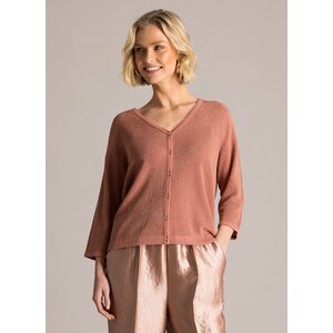 Yest naisten tumma terranvärinen neuletakki lurex kimalteella