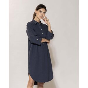 Blue tummansininen pellavamekko Liv