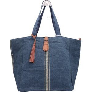 Denim sininen juuttikassi