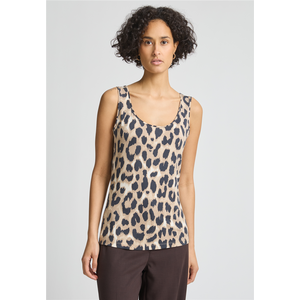 Street One Street One leoparditoppi | Beige hihaton puuvilla-modaalitoppi naisille