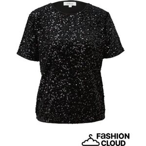 S. Oliver women's black lyhythihainen paljettipaita