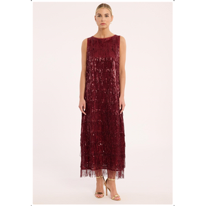 Ana Alcazar burgundy paljettimekko