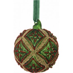 Shishi Lasinen vihreä/punainen joulupallo, 6 cm