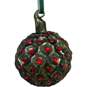 Shishi Vihreä joulupallo punaisilla kivillä