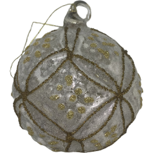 Shishi valkoinen lasipallo joulukuusenkoriste, 9 cm
