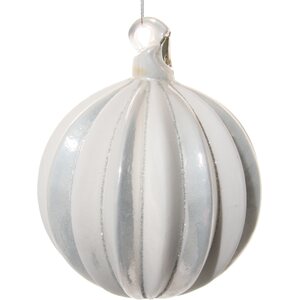 Shishi valkoinen lasipallo joulukuusenkoriste, 8 cm