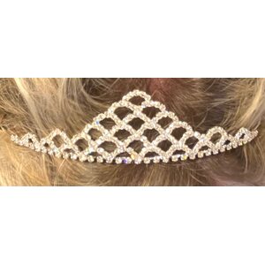 Hopeanvärinen tiara pannalla