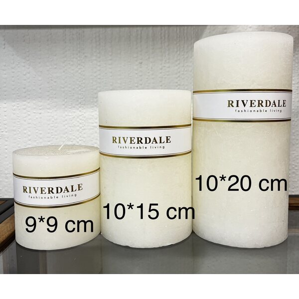 Riverdale Paksu valkoinen tuoksuton kynttilä, 10*20 cm
