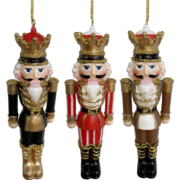 Shishi set of three glass nutcracker ornaments