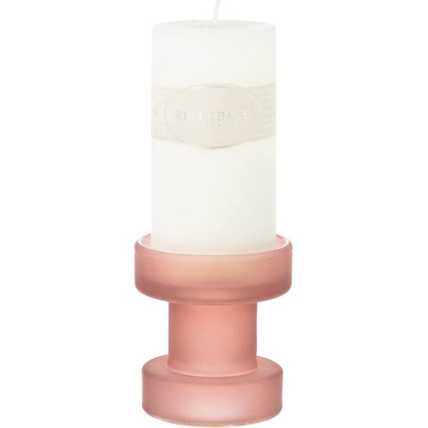 Riverdale vaaleanpunainen lasinen kynttilänjalka pöytäkynttilälle tai tuikulle