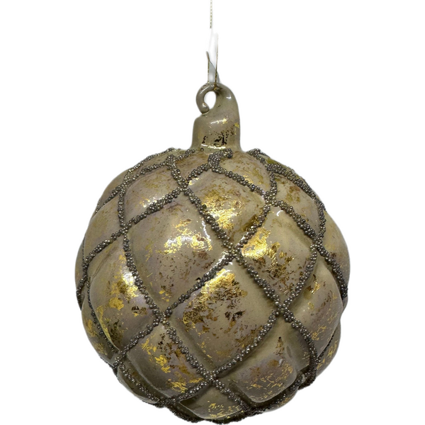 Shishi glass ball with golden stipes, 8 cm