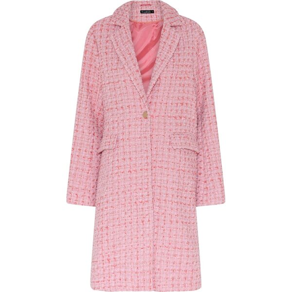 Soulmate vaaleanpunaruudullinen pitkä takki