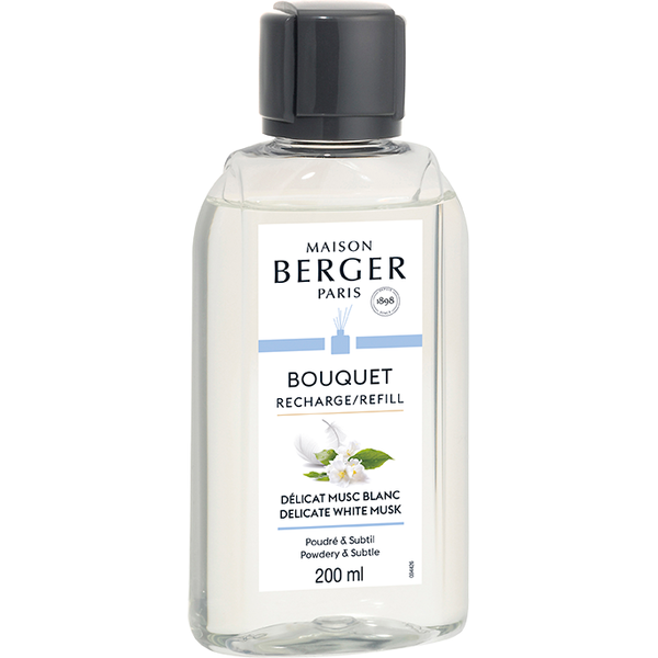 Maison Berger huonetuoksun täyttöpullo Delicate white musc - hienostunut wit myski