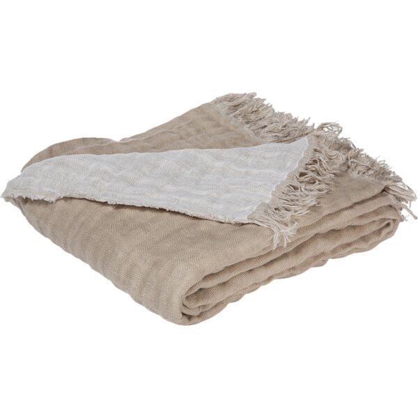 HAOMY Baya beige / hvit puuvillapeitto, 130 * 200 cm