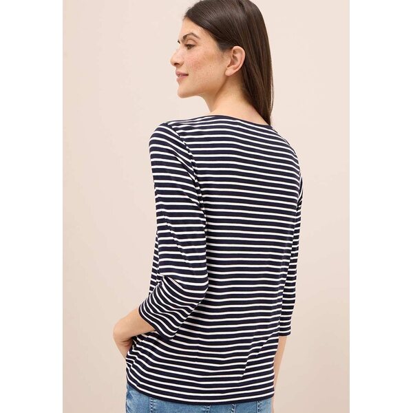 Cecil women's Navy Stripes trikoopaita vajaamittaisilla 3/4-hihoilla