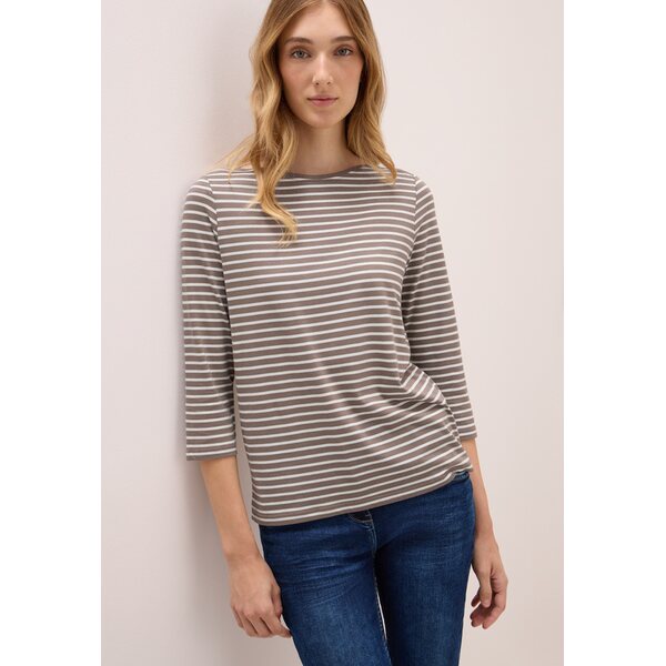 Cecil women's brown Stripes trikoopaita vajaamittaisilla 3/4-hihoilla