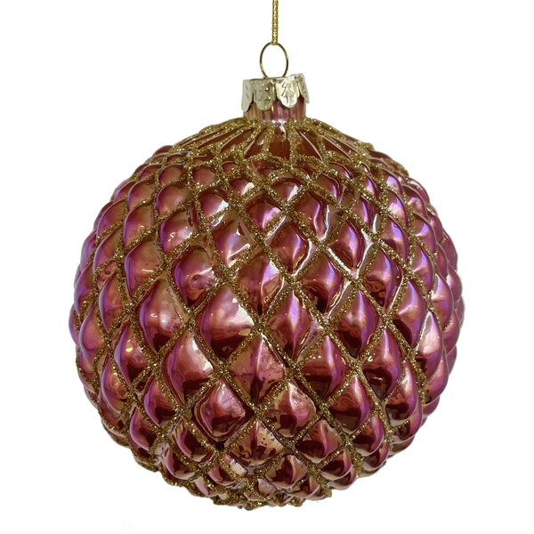 Shishi pink/gold glass ornament, 12 cm