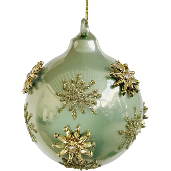 Shishi light green glass ball ornament, 8 cm