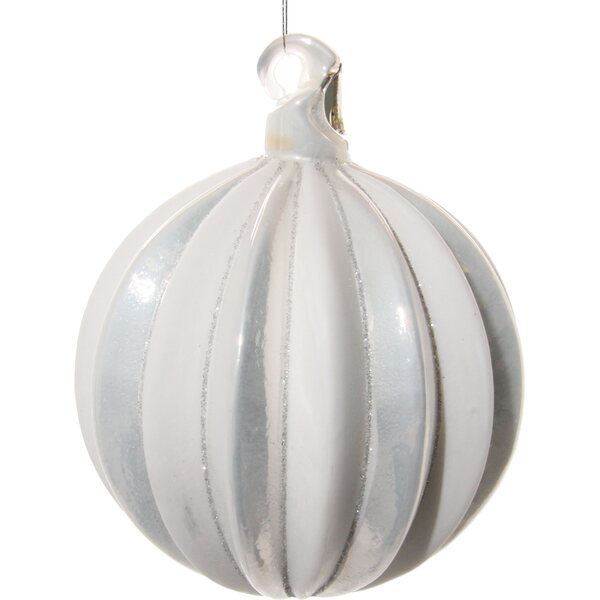 Shishi bianco lasipallo joulukuusenkoriste, 8 cm