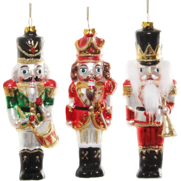 Shishi set of three verre nutcracker ornaments